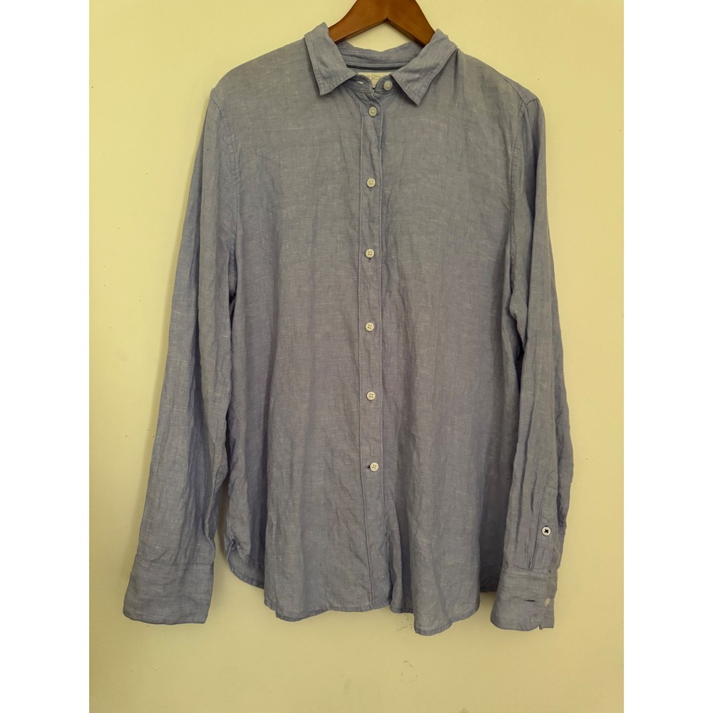 J.Crew Baird McNutt Irish Linen Slim Fit Button Up Shirt Mens Large Blue